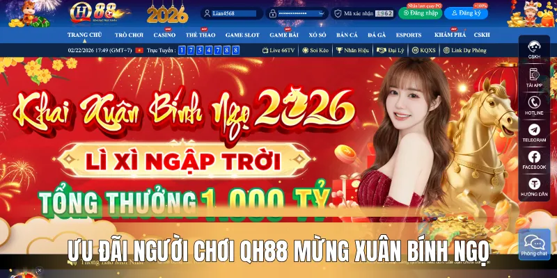 Ưu đãi người chơi QH88 mừng xuân Bính Ngọ